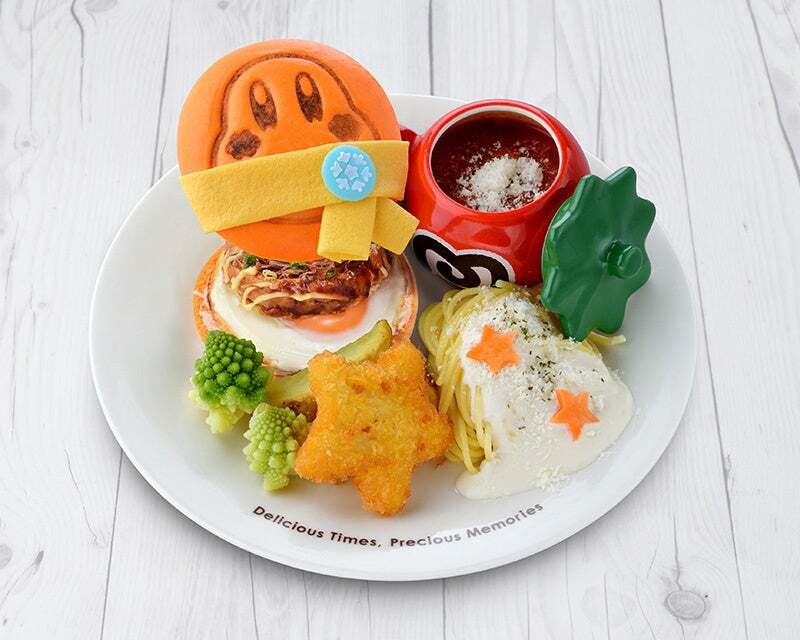 冬のワドルディバーガー(お好み焼き)&粉雪チーズのパスタ