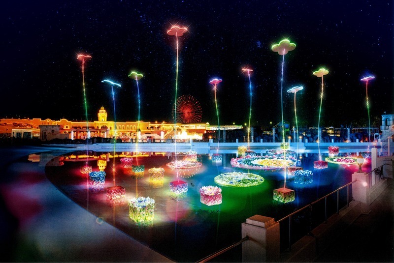 水上ドローン&イルミネーションショー「光の花手水」(produced by MOTOO MARUMARU)