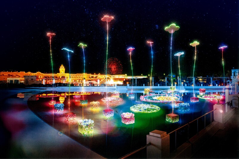 水上ドローン&イルミネーションショー「光の花手水」(produced by MOTOO MARUMARU)