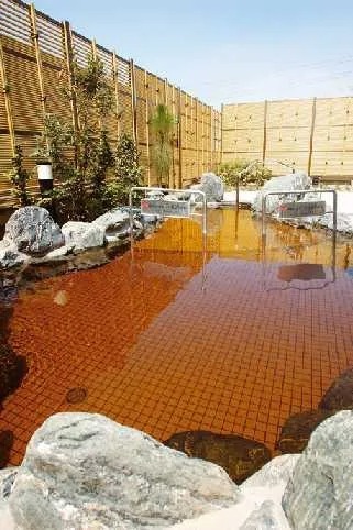 茶褐色の露天風呂「掛け流し風呂」