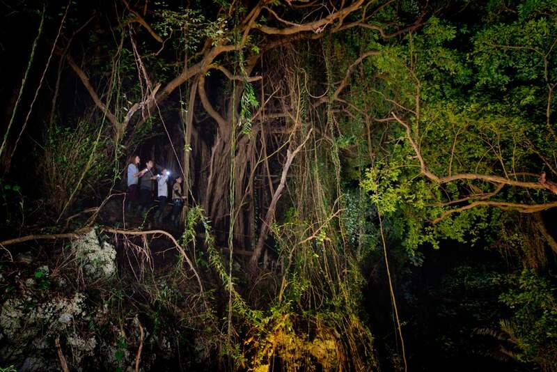 自身の感覚を頼りに崖のきわを進む