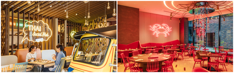 会場となるタイ料理「スアンブア」とシーフード料理「エンバシー・オブ・クラブ」