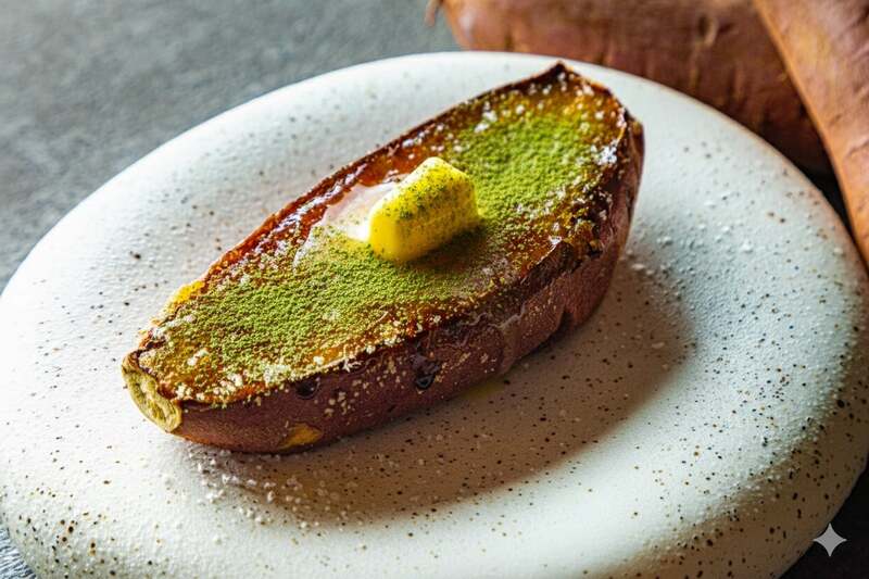 抹茶塩で楽しむ!塩バターブリュレ焼き芋(浪漫焼き芋 芋の巣)