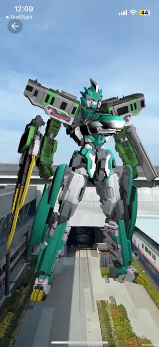 アプリをダウンロードして楽しむ「シンカリオン実物大AR展示」