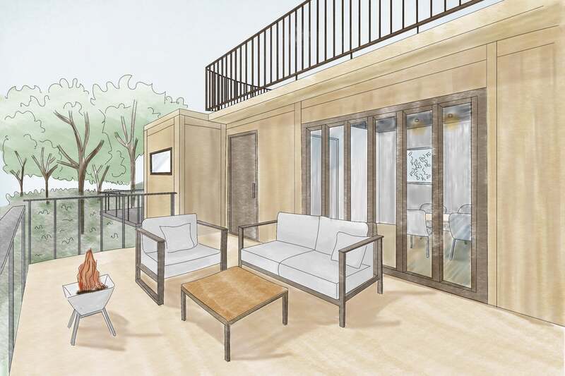 焚き火&BBQができるウッドデッキ