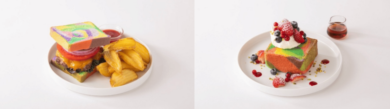 (左)「ワンダリアハンバーガー」(1,580円)、(右)「ワンダリアフレンチトースト」(1,580円)