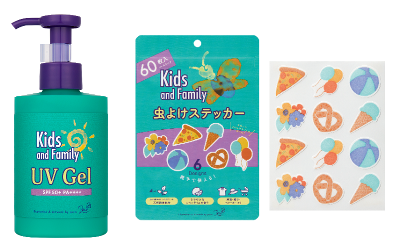 「コージー UVジェル pecoデザイン 200g」「コージー 虫よけステッカー pecoデザイン 60枚入り」