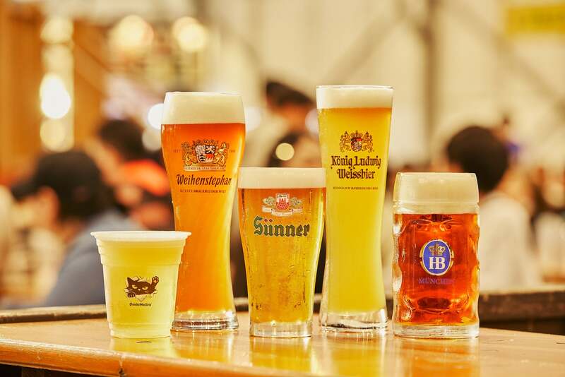 【画像左から】湘南ゴールド(サンクトガーレン)、ヴァイエンステファンIPA(ヴァイエンステファン)、ズュンナーケルシュ(Sunner)、ヴァイスビア ヘル(Konig Ludwig)、マイボック(Hofbrau)