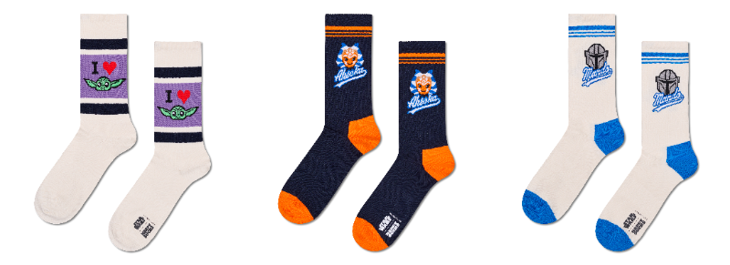 【STAR WARS(TM) × Happy Socks】「スター・ウォーズ アイハートグローグー」「スター・ウォーズ アソーカ」「スター・ウォーズ マンド—」