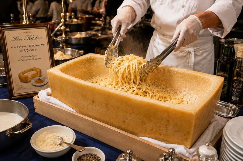 パルミジャーノチーズで和えるパスタ