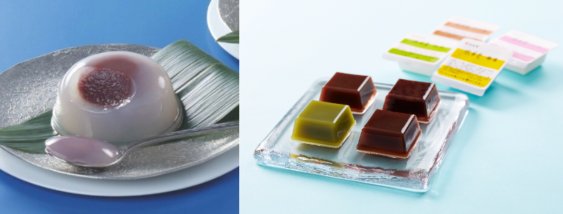 宗家 源吉兆庵「葛まんじゅう 遊水 小豆」(324円)/とらや「水羊羹 御膳」(1個 345円)