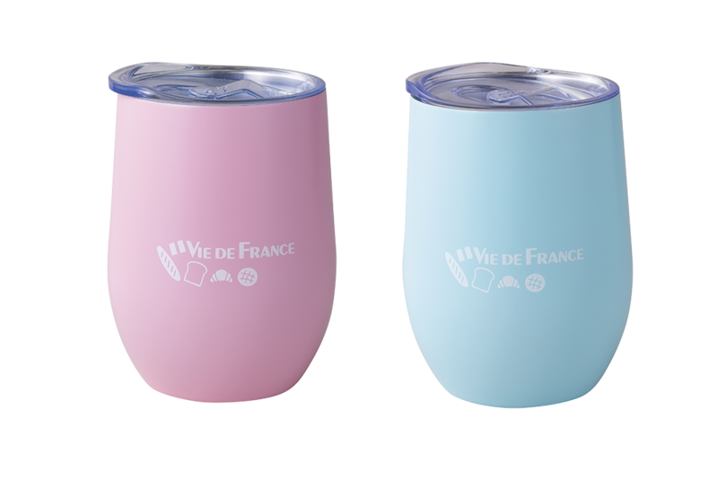 ピンクとブルーのオリジナルステンレスタンブラー(350ml)