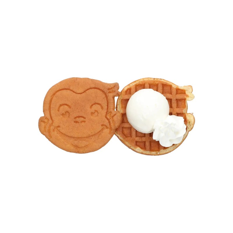にっこりジョージのお顔のワッフルアイス バニラ(単品420円、2個セット800円)