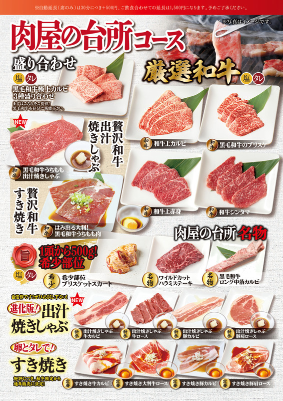 「肉屋の台所コース」メニューの一部