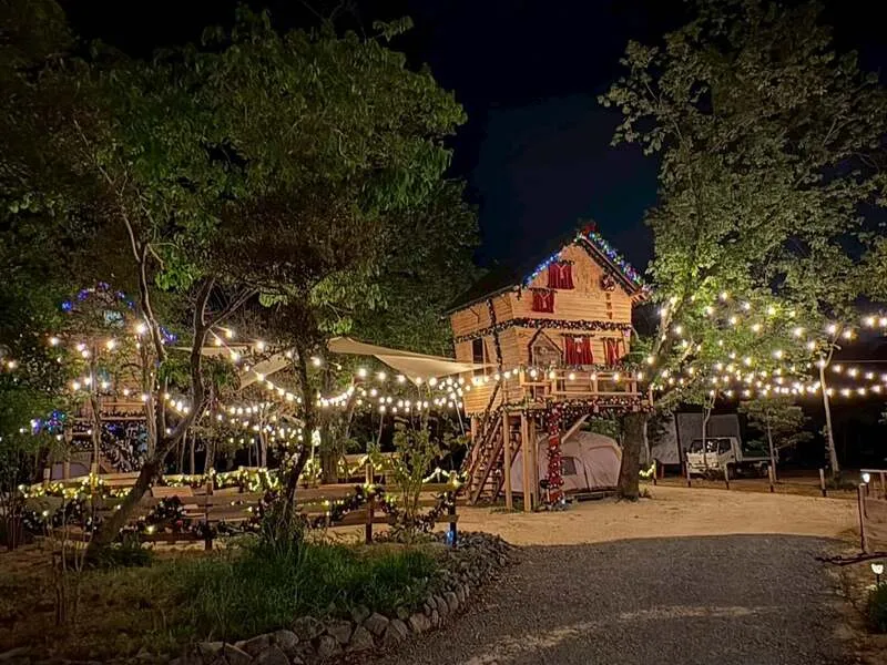 幻想的な夜のTREEHOTELNIKKA菰野