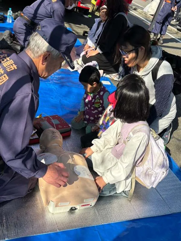地元の消防団による心肺蘇生体験