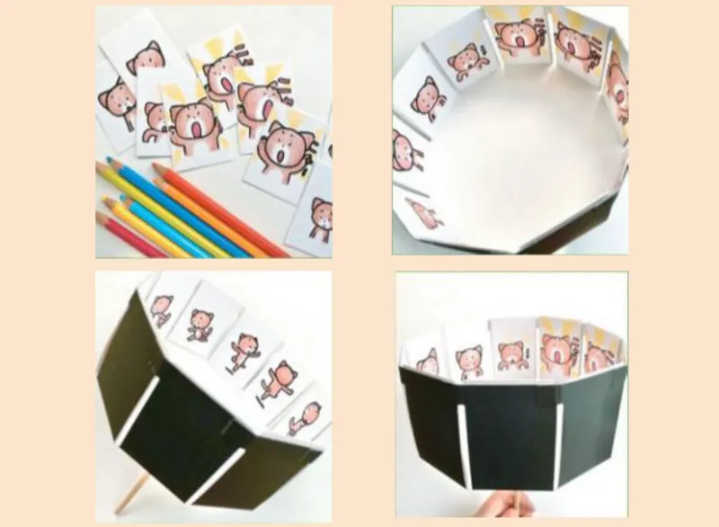 ゾートロープ(回転のぞき絵)制作ワークショップの様子