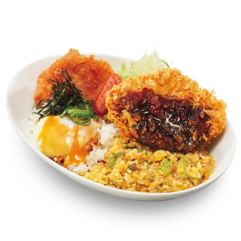 チャーハンとテリたま混ぜご飯の欲張り飯