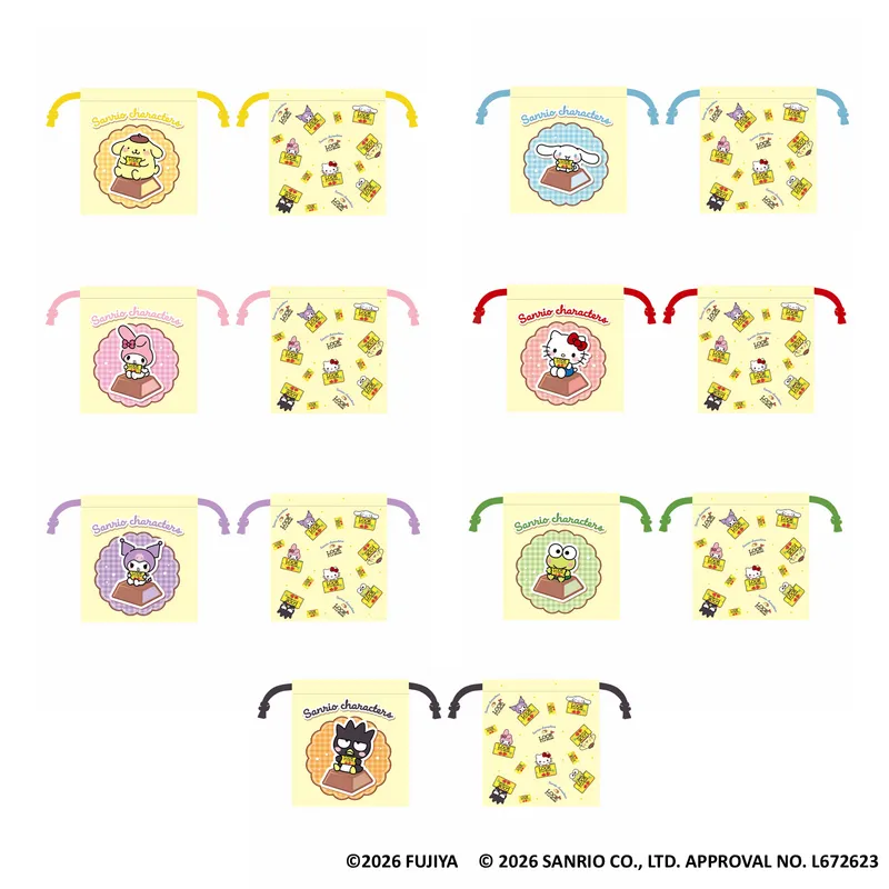 「巾着 LOOK A La Mode×サンリオキャラクターズ(全7種)」各880円