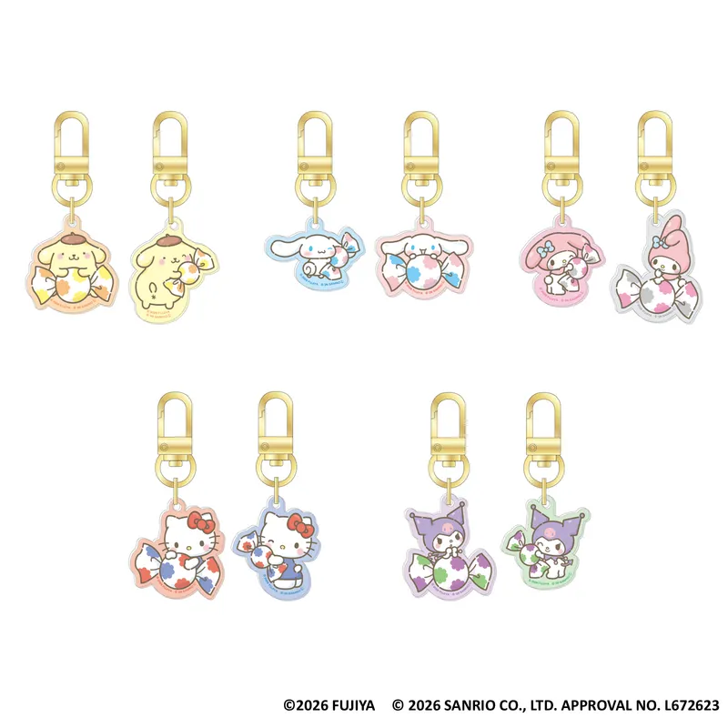 「ミルキー×サンリオキャラクターズ ツインキーチャーム(全5種)」各715円