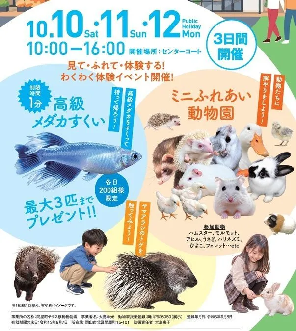 高級メダカすくい&ミニ動物園