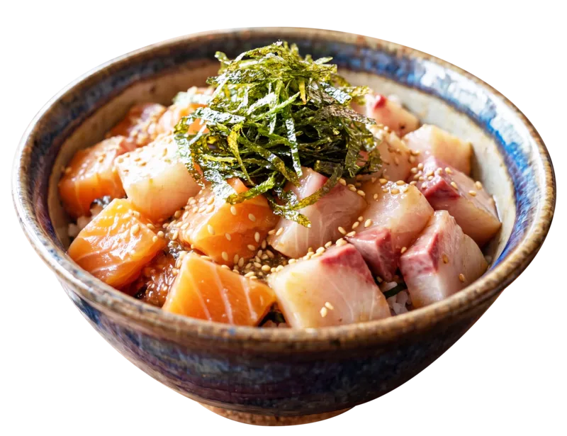 海鮮丼&だし茶漬けセット サーモンとブリ(1,000円)