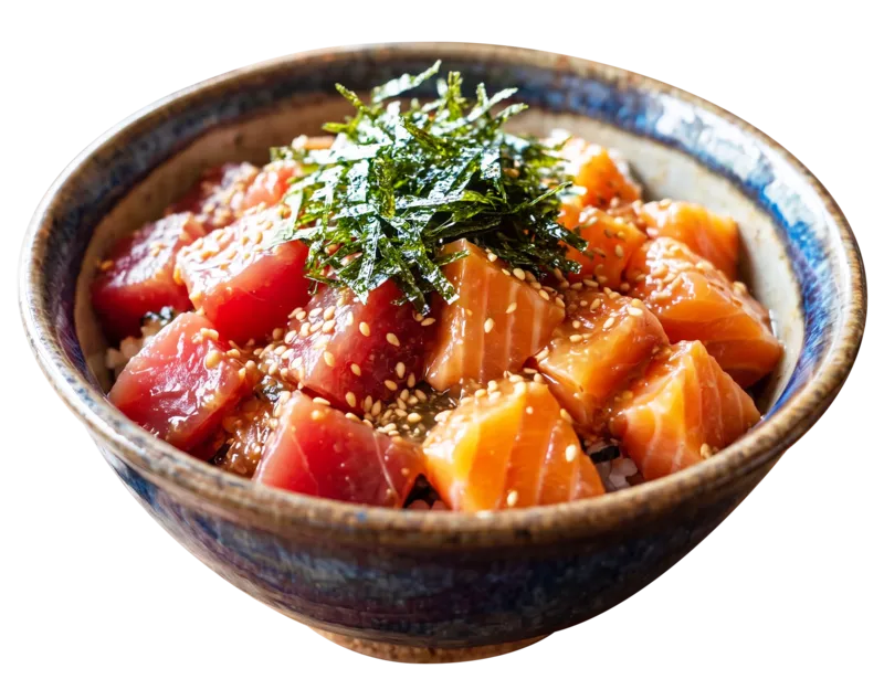 海鮮丼&だし茶漬けセット マグロとサーモン(1,000円)