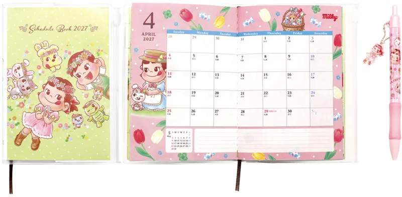 「2027年ペコちゃんスケジュール手帳&アクリルチャーム付きボールペン」イメージ