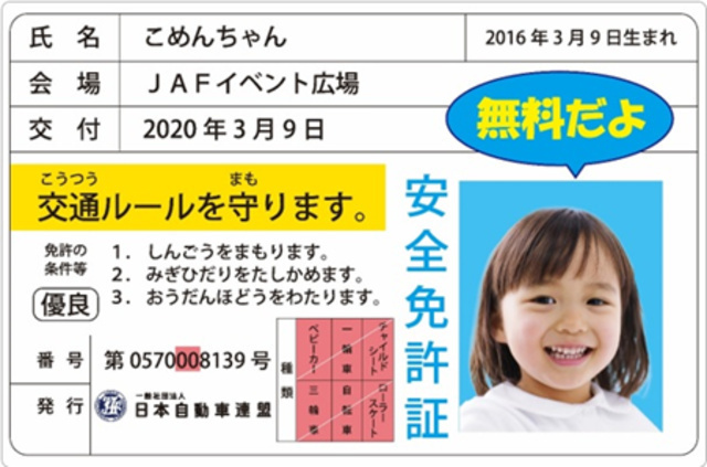 きょうとみらい博（子ども安全免許証　イメージ）