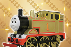 「池袋サンシャインシティできかんしゃトーマス80周年記念イベント！金色のトーマス登場」の写真