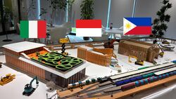 西尾レントオールが建設に関わったイタリア館・インドネシア館・フィリピン館など6施設のミニチュア