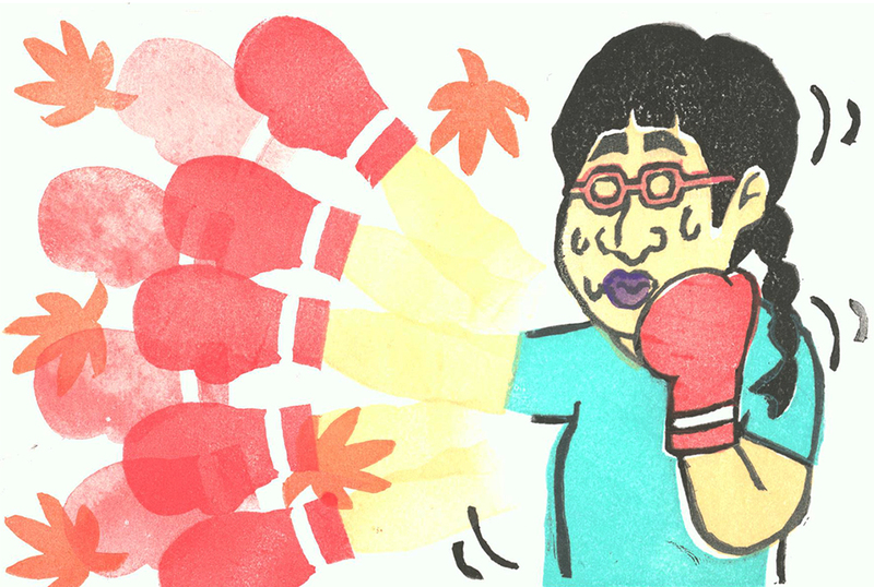 作品ジャンル：消しゴムはんこ／タイトル：『一緒に世界を獲りましょう』／作者：しずちゃん（南海キャンディーズ）