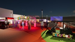 「横浜ワールドポーターズ屋上に日本初の新感覚パターゴルフ「CRAZY GOLF」がオープン！」の写真