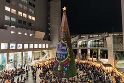 「梅田スカイビルで入場無料のクリスマスマーケット　国内最大級のマッピングツリー登場」の写真