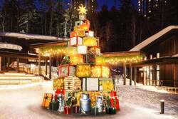 「牧草と牛乳瓶で飾る高さ6mツリーが登場　リゾナーレトマムでクリスマスマーケット」の写真