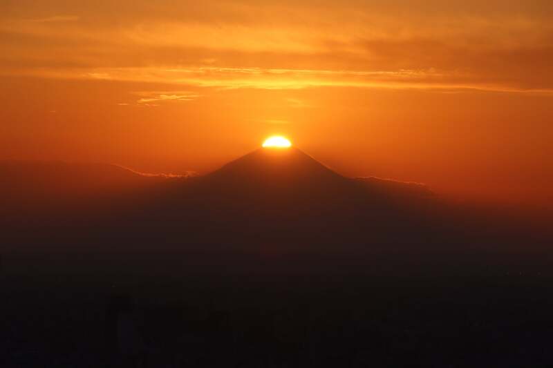 てんぼうパークから撮影したダイヤモンド富士