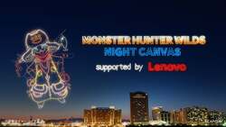 「大阪の夜空に「モンスターハンター」の世界が出現！　観覧無料のドローンショー開催」の写真