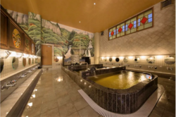 浴室の内装は、日本三大古湯のひとつ「道後温泉」がモチーフ