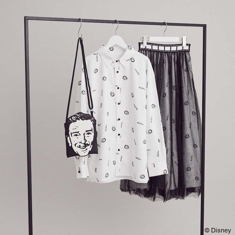 【Disney THE MARKET限定】ウォルトディズニー 総柄シャツ、総柄スカート、フェイスバッグ