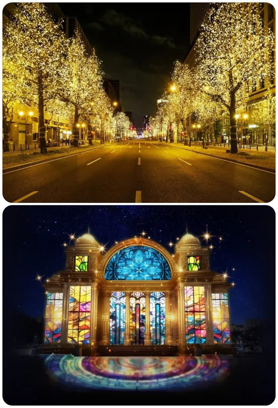 大阪・光の饗宴2025（イメージ）／（上）御堂筋イルミネーション2025イメージ／（下）OSAKA光のルネサンス2025イメージ