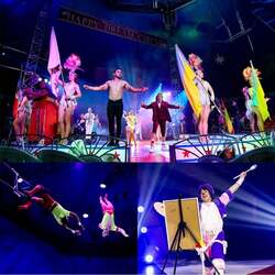 サーカスの花「空中ブランコ」にピエロのコミックショー