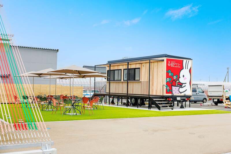 園内に併設される「結ベリーカフェ」。オリジナルのいちごスイーツやドリンクが楽しめる