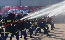 令和8年大竹市消防出初式／令和７年の放水の様子