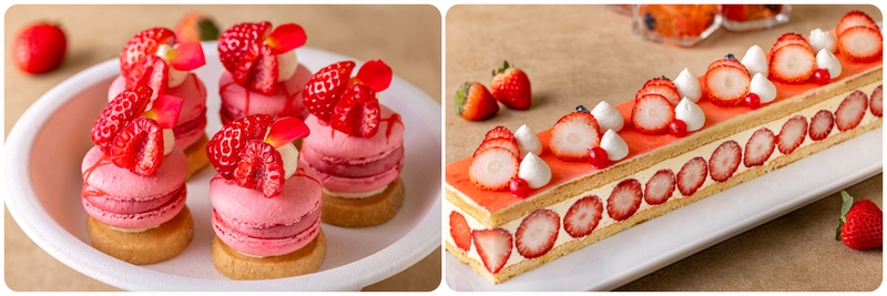 （左）マカロンラズベリー、（右）フレジエ