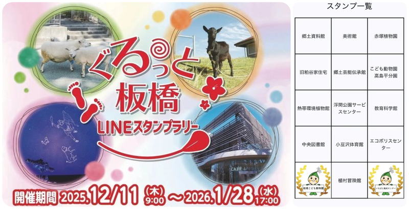 （左）イベントイメージ　（右）スタンプスポット一覧