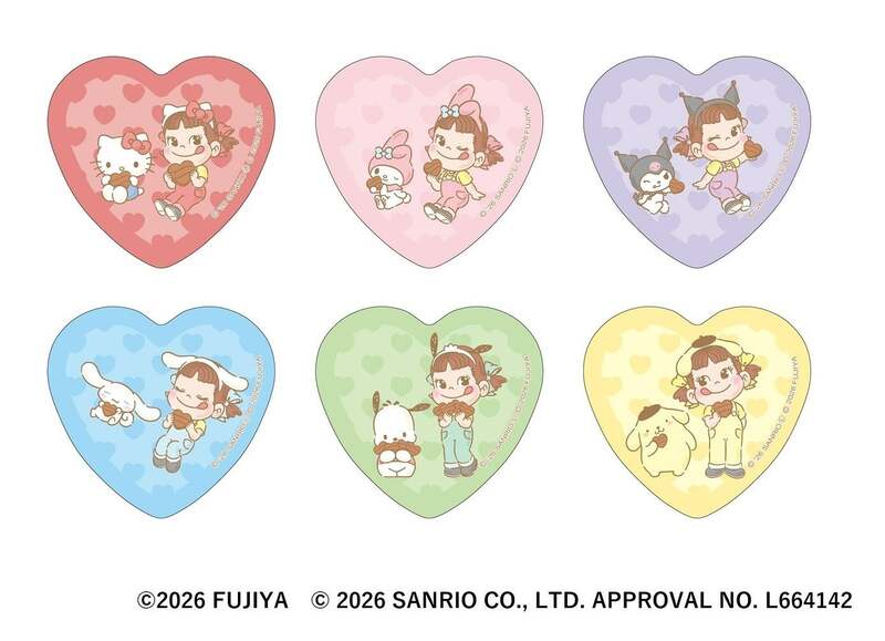 PEKO×サンリオキャラクターズ トレーディングハート缶バッジ