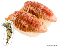 「スシロー×ジョジョが初コラボ！描き下ろしグッズや等身大イギー、DIOへの挑戦もッ！」の写真