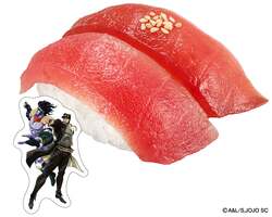 「スシロー×ジョジョが初コラボ！描き下ろしグッズや等身大イギー、DIOへの挑戦もッ！」の写真