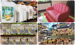 入場前にゲットして着用したい限定Tシャツ！　ショップ内には、ポケモン大好きクラブ会長の気分を味わえるソファも設置されています