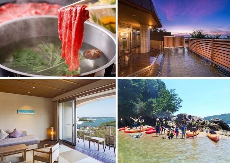 鳥羽湾の風を感じられる露天風呂などで、 自家源泉と運び湯をブレンドした天然温泉を満喫。